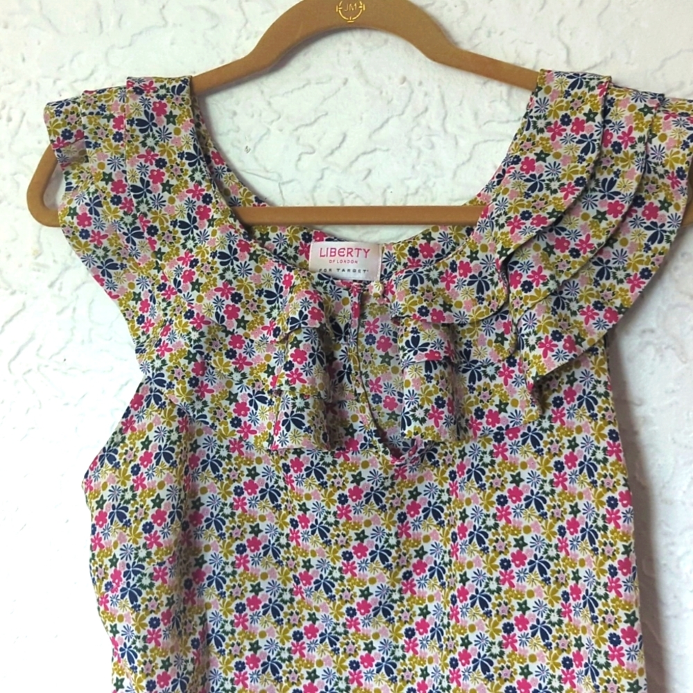 Liberty of London for Target 60s Retro Floral Ditsy Print Ruffle Top Blouse